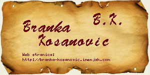 Branka Kosanović vizit kartica